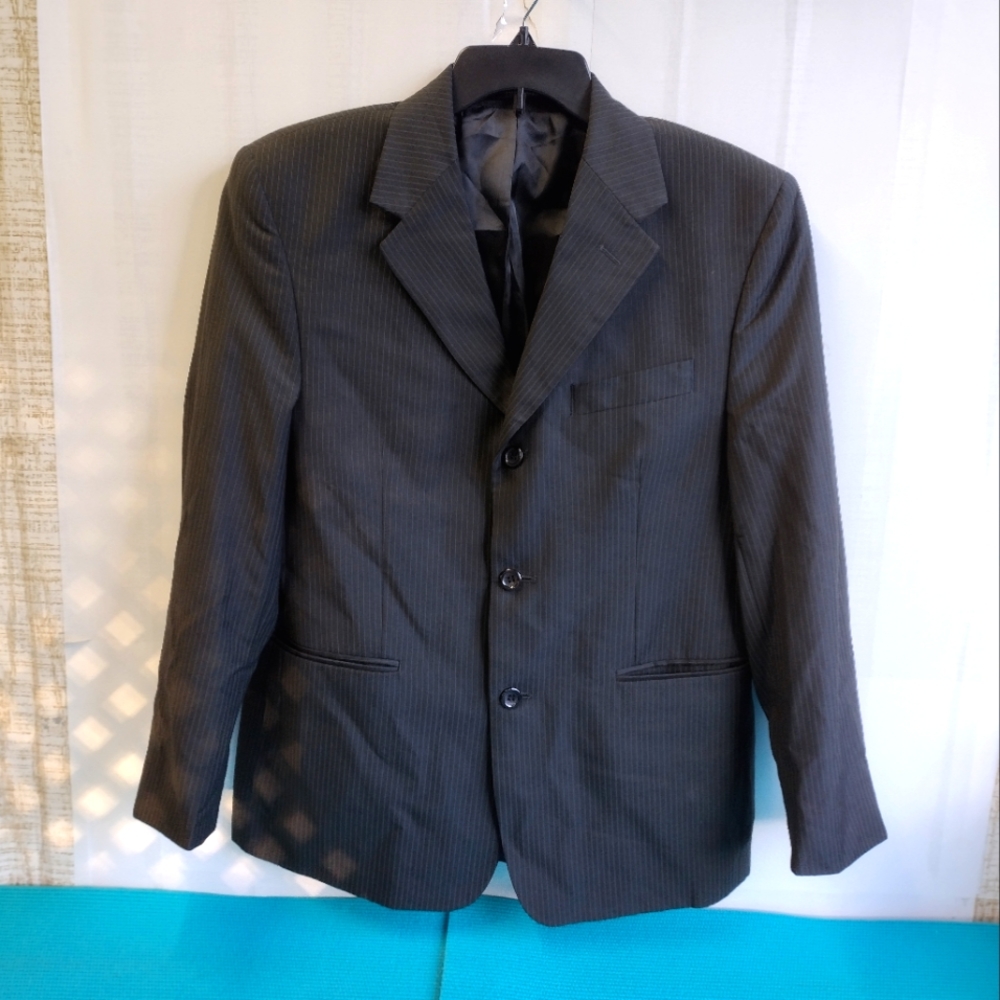 ADESSO UOMO Men's Black Stripe Jacket Suit Size 40/102 Short